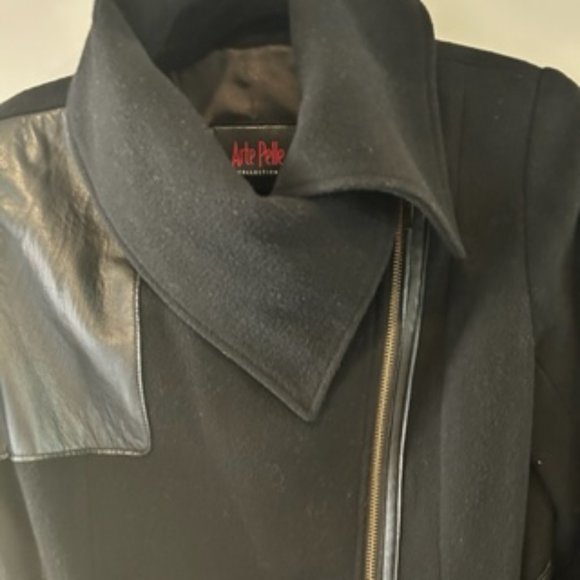 Arte Pelle Coat with Leather Trim - Picture 3 of 7